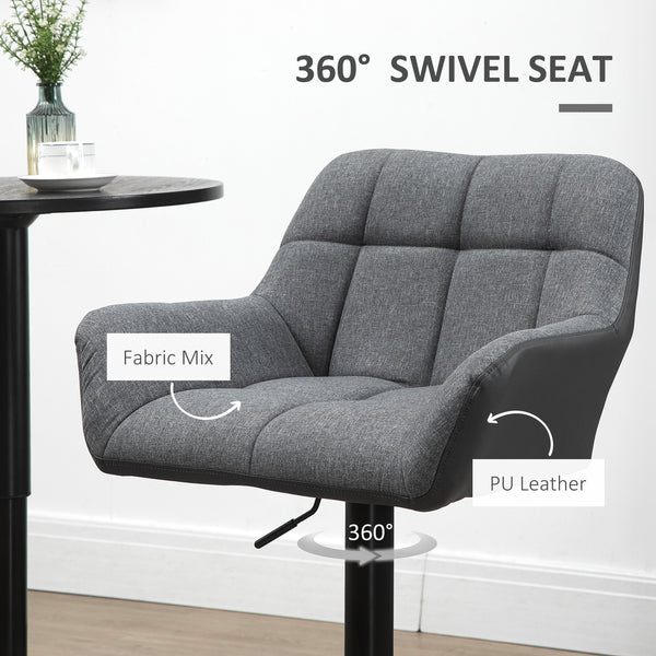 Lot de 2 tabourets de bar pivotants réglables avec repose-pieds, gris