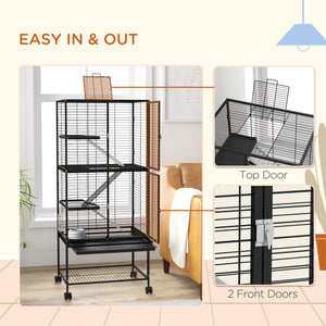 Cage à roulettes pour petits animaux, noir