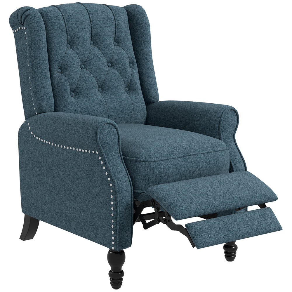 Fauteuil inclinable à oreilles avec repose-pieds, bleu