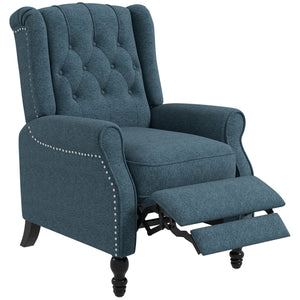 Fauteuil inclinable à oreilles avec repose-pieds, bleu