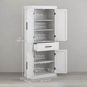 Garde-manger de style campagnard avec 4 portes de grange, blanc