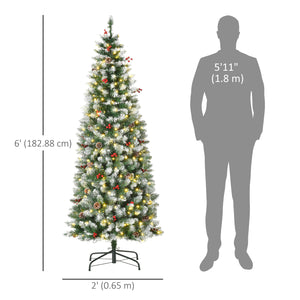 Sapin de Noël en forme de crayon givré de 6 pieds