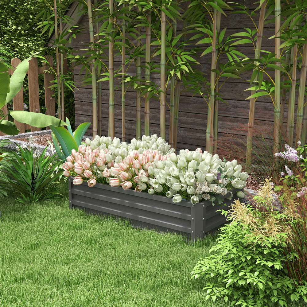 Galvanized raised planter, light grey