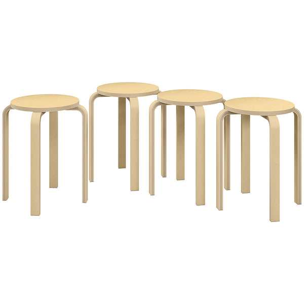 Round Stackable Chairs Set of 4, 18-Inch Backless Stacking Stools for Kitchen, Dining Room, Office, Outdoors