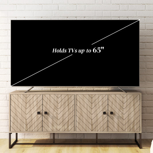 HOMCOM sideboard with 2 adjustable shelves and steel base, TV cabinet, bar cabinet for living room, oak