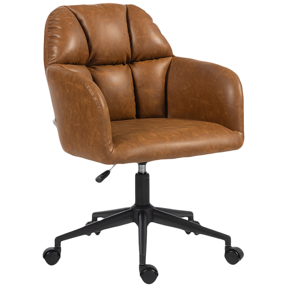 Fauteuil de bureau pivotant en similicuir à hauteur réglable, marron
