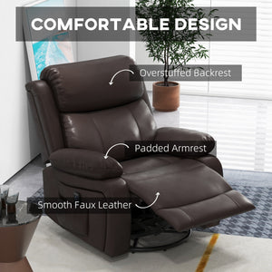 Fauteuil inclinable en similicuir avec massage par vibrations, marron