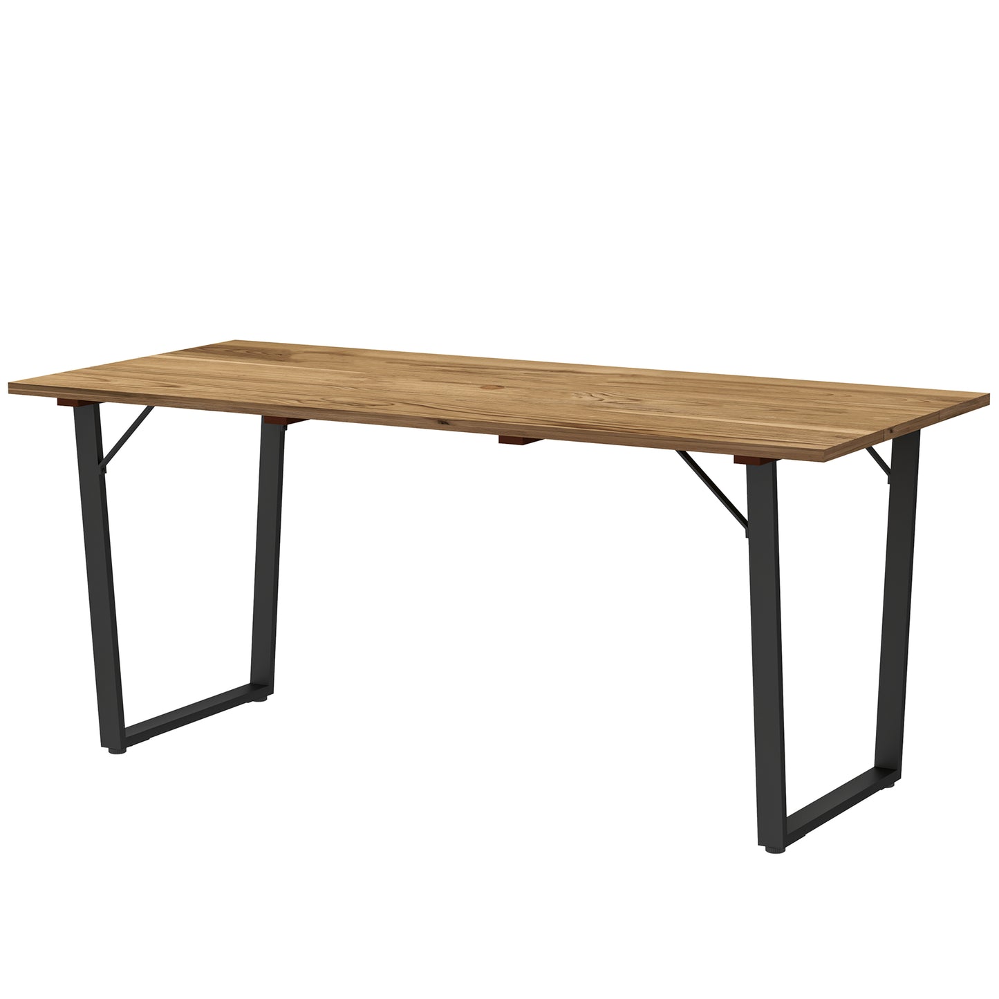 Table à manger d'extérieur en bois pour 6 personnes avec trou pour parasol, plateau à lattes, structure en métal