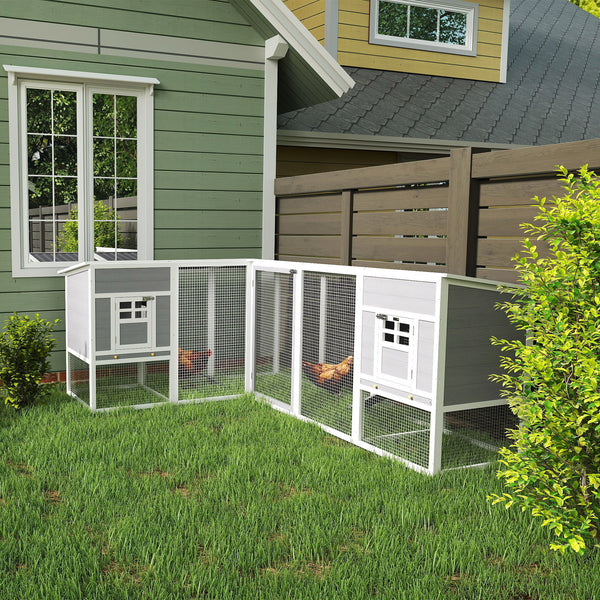 L-shaped chicken coop with run and 2 buildings