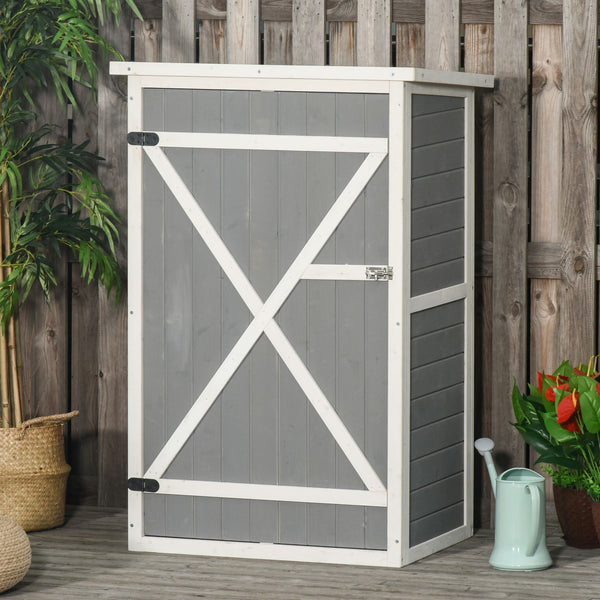Garden shed with asphalt roof, grey