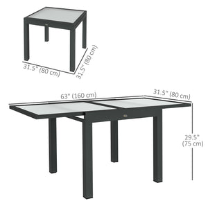 Table de salle à manger extensible en aluminium et verre trempé