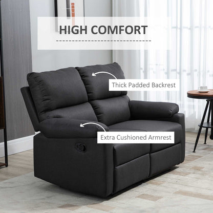 Fauteuil inclinable 2 places avec repose-pieds, gris foncé