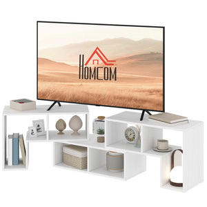 Meuble TV modulable 3 pièces avec 6 compartiments pour téléviseur jusqu’à 75 po – Blanc