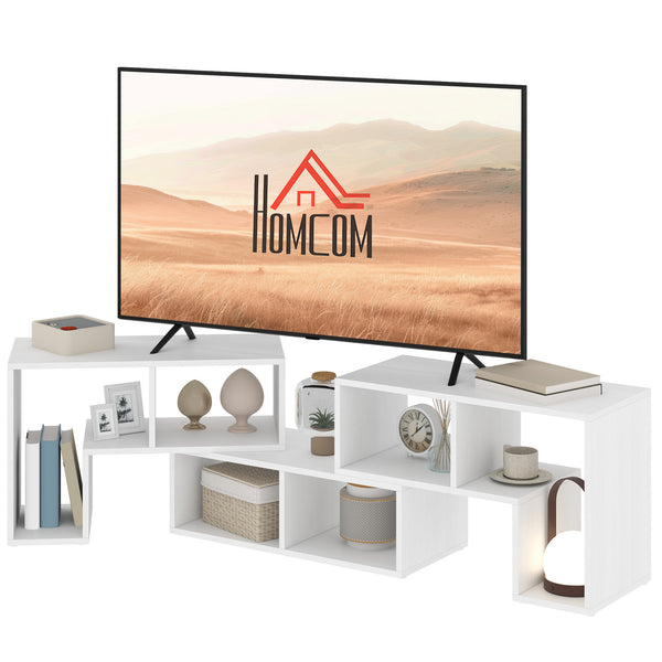 Meuble TV modulable 3 pièces avec 6 compartiments pour téléviseur jusqu’à 75 po – Blanc