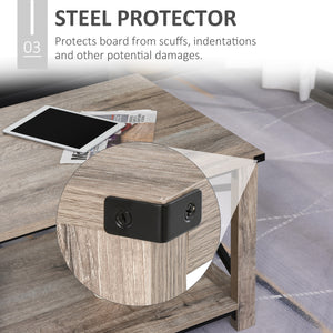 Table basse industrielle avec étagère de rangement inférieure