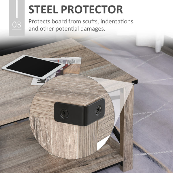 Table basse industrielle avec étagère de rangement inférieure