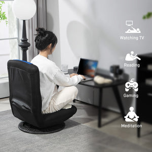 Chaise de sol pliante pivotante à 360 degrés, réglable sur 6 positions, bleu