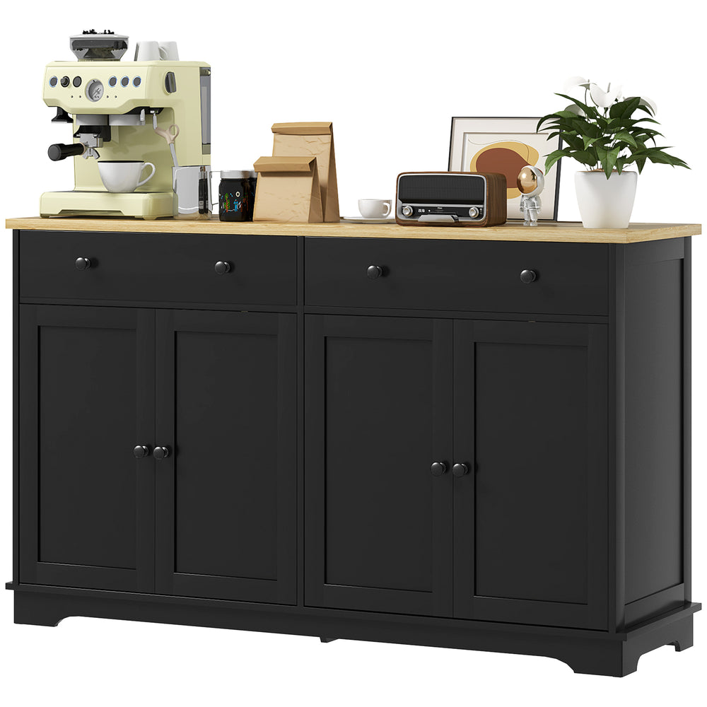 Buffet moderne avec tiroirs de rangement et étagères réglables, noir