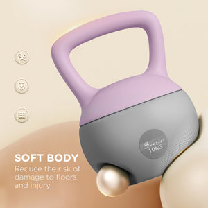 Soozier 22 lb Soft Kettlebell, Sand Filled Weight with Grip Handle, Kettlebell Weight for Full Body Workout, Purple