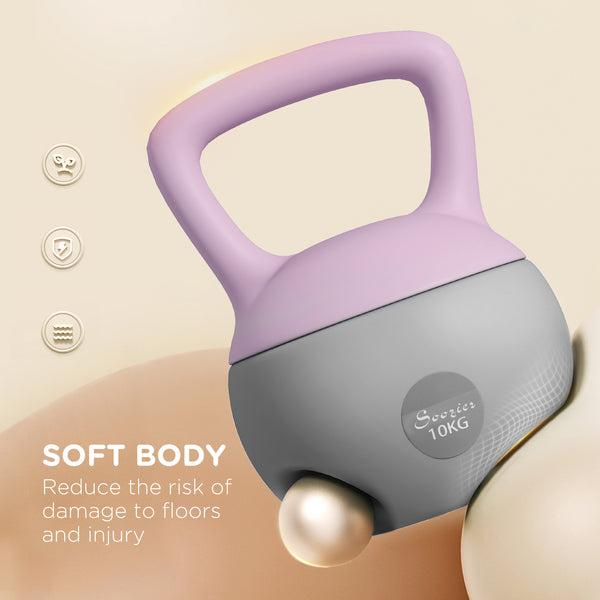 Soozier 22 lb Soft Kettlebell, Sand Filled Weight with Grip Handle, Kettlebell Weight for Full Body Workout, Purple