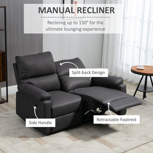 Fauteuil inclinable 2 places avec repose-pieds, gris foncé