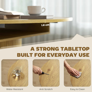 Extendable Dining Table for 6, 60" Farmhouse Kitchen Table with 2-Tier Storage Shelf and Fluted Sliding Doors, Natural