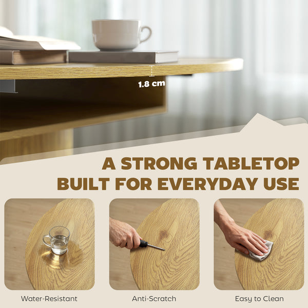 Extendable Dining Table for 6, 60" Farmhouse Kitchen Table with 2-Tier Storage Shelf and Fluted Sliding Doors, Natural