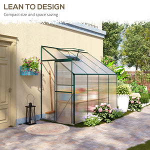 Aluminium and polycarbonate garden greenhouse with roof ventilation