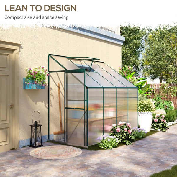Aluminium and polycarbonate garden greenhouse with roof ventilation