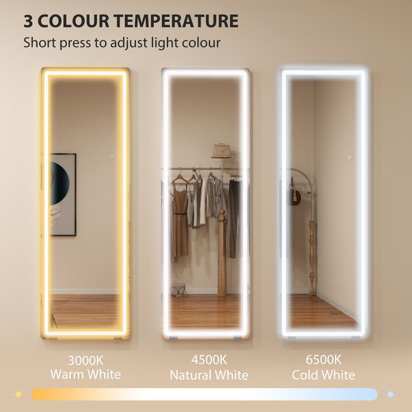 Full-length LED freestanding mirror with 3-color lighting