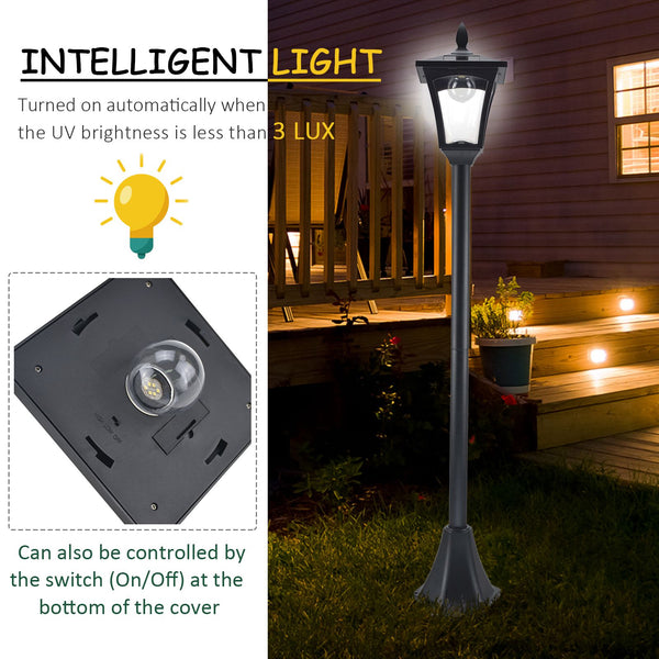 Lampadaire solaire simple, noir