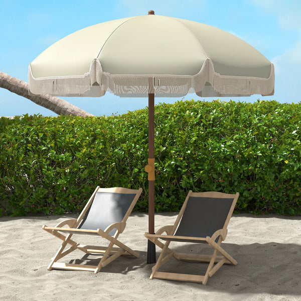 Parasol de plage de 6,2 pieds, beige foncé