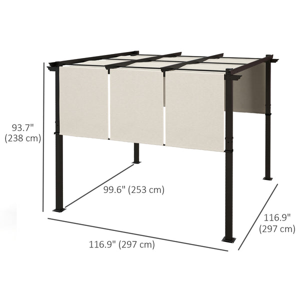 10 x 10 metal pergola with retractable canopy