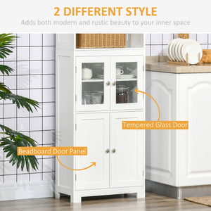 Garde-manger 4 portes avec étagère réglable, blanc
