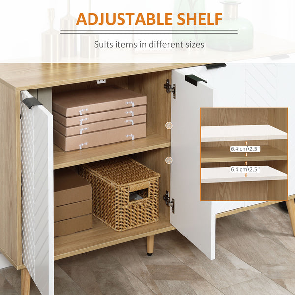 Buffet moderne avec étagères réglables et 4 portes, naturel