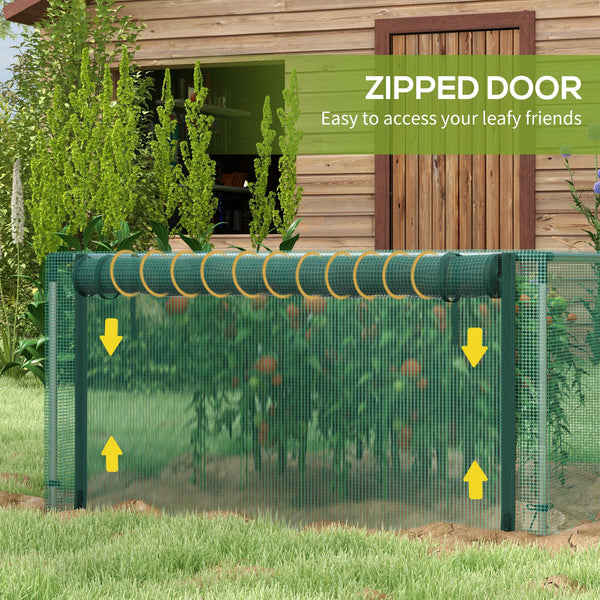Protective plant cage with roll-up zippered door
