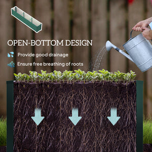 Jardinière surélevée galvanisée renforcée à fond ouvert, verte