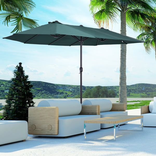 Parasol double face de 15 pieds, vert foncé