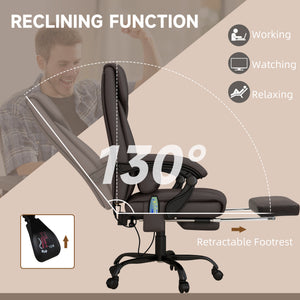 6-point reclining vibrating massage chair with retractable footrest, brown