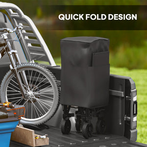 Outsunny Double Decker Folding Wagon Cart, 450LBS &amp; 350L Capacity Collapsible Garden Cart for Camping Sports Shopping and Beach |