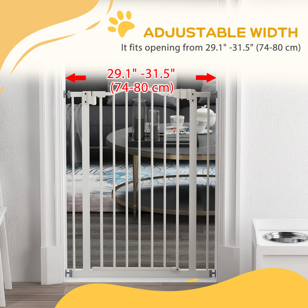 Extra Tall White Dog Gate with Door