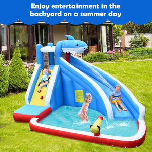 Parc aquatique gonflable 4 en 1 avec toboggan long et souffleur de 735 W