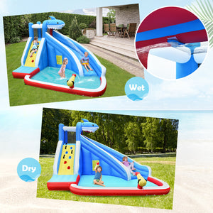 Parc aquatique gonflable 4 en 1 avec toboggan long et souffleur de 735 W