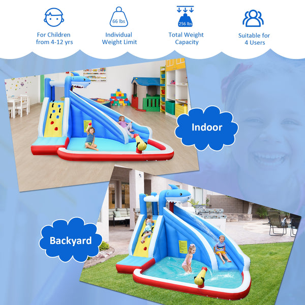 Parc aquatique gonflable 4 en 1 avec toboggan long et souffleur de 735 W