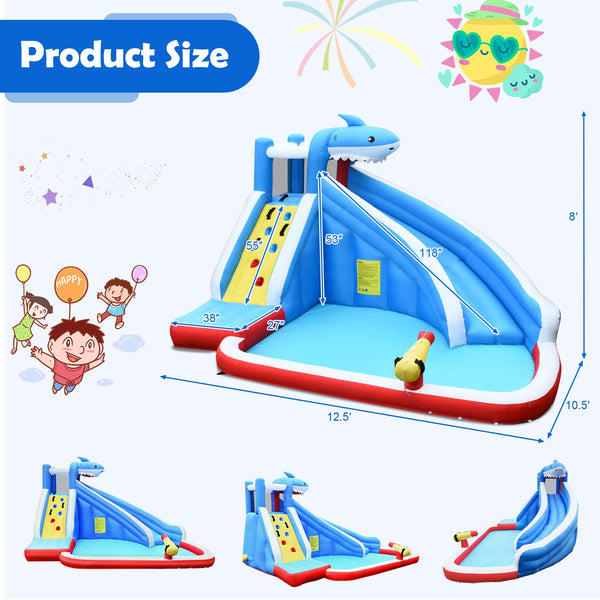 Parc aquatique gonflable 4 en 1 avec toboggan long et souffleur de 735 W