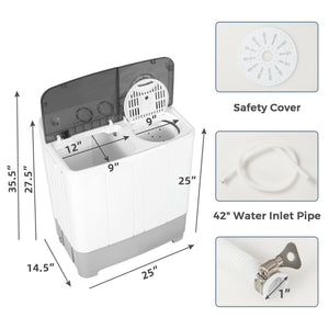 Machine à laver portable 2 en 1 d'une capacité de 22 lb avec contrôle de la minuterie - Bleu