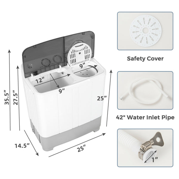 Machine à laver portable 2 en 1 d'une capacité de 22 lb avec contrôle de la minuterie - Bleu