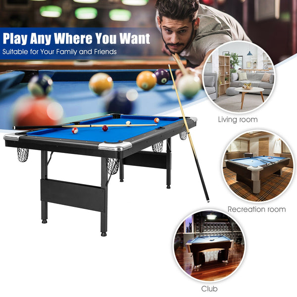 6-foot Folding Pool Table - Blue