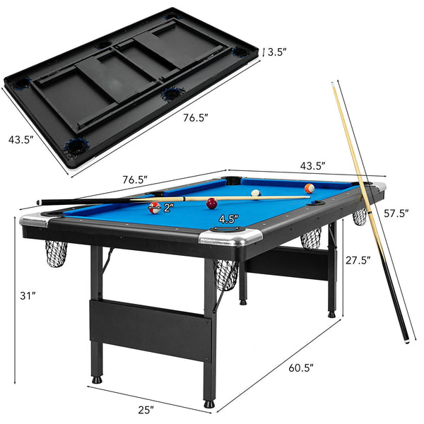 6-foot Folding Pool Table - Blue