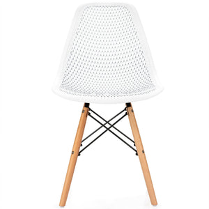 Ensemble de 4 chaises creuses en plastique modernes avec pieds en bois - Blanc